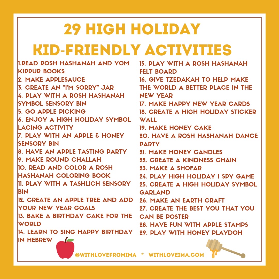 High Holiday 2019 Kid-Friendly Activity List - With Love, Ima