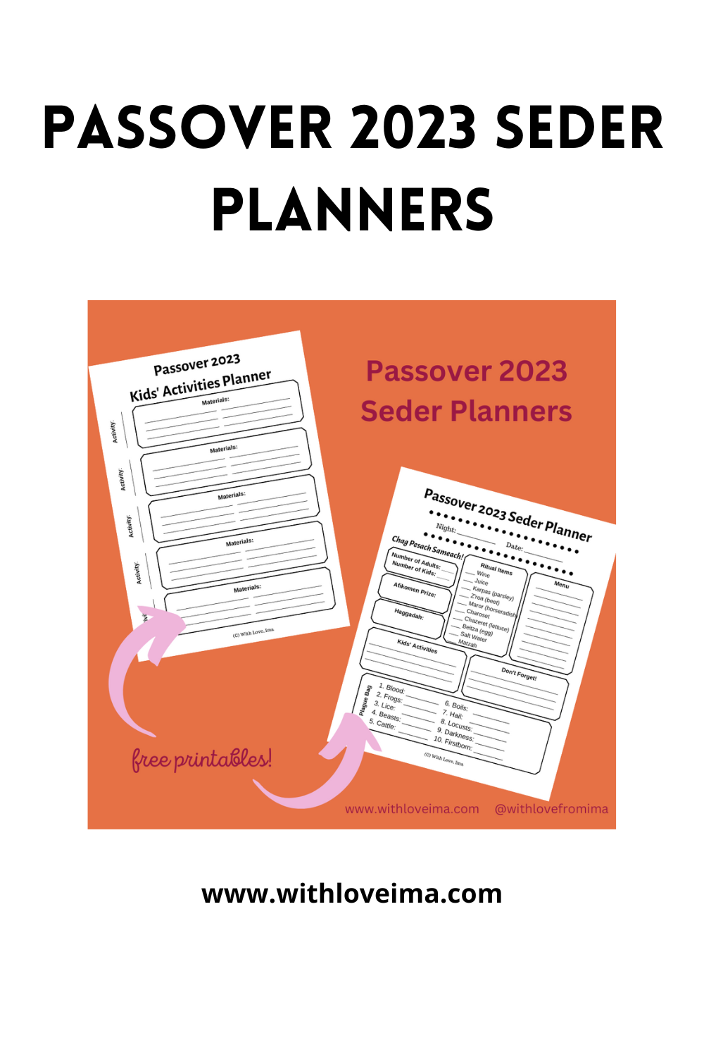 Passover 2023 Seder Planners - With Love, Ima